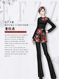 時尚長袖女款快餐廳服裝款式設計圖408