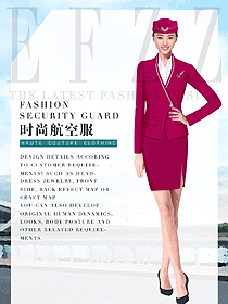 時尚紅色空姐制服空乘服裝設(shè)計854