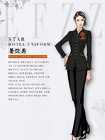 原創制服設計中餐服務員服裝款式圖2151