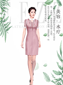 淺粉色女款總臺(tái)收銀接待制服設(shè)計(jì)圖456