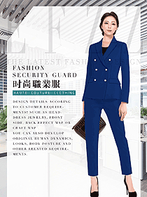 深藍色女秋冬職業裝制服設計圖1831