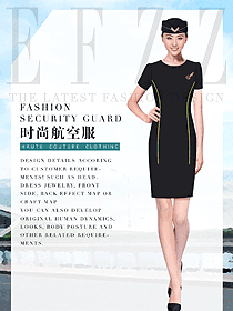 新款黑色連衣裙款空姐制服款式設計圖868