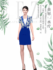 藍色女款總臺收銀接待制服設計圖472