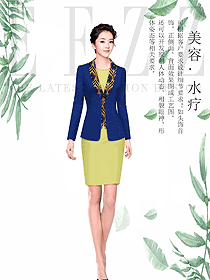 深藍色女款總臺收銀接待制服設計圖480