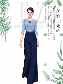 時尚淺藍色美容水療會所咨客制服設計圖546