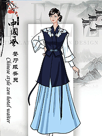 時尚女款中餐廳迎賓員制服設計圖908