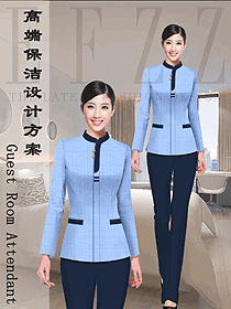 淺藍色女款酒店保潔PA員工制服設計圖267