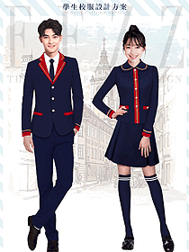 深藍色修身款學生服校服款式設計圖169