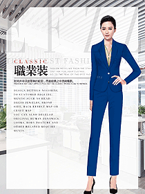 職場麗人藍色顯身材女西裝款式設計圖1844