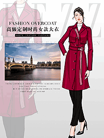 棗紅色御姐范職業裝大衣制服設計圖299