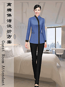 深藍色女款辦公樓保潔制服圖片276