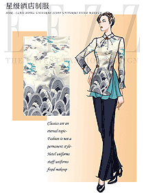 新中式酒店前臺接待服裝設計圖1290