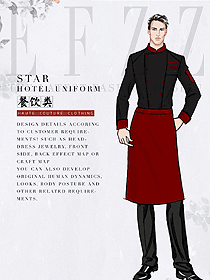經典黑色男款廚師制服設計圖517