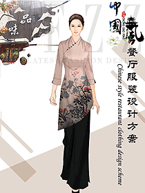 中餐服務員制服設計圖2276