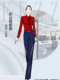 時尚女職業裝長袖襯衫設計圖464