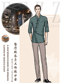 新款特色餐廳服務員制服設計圖538