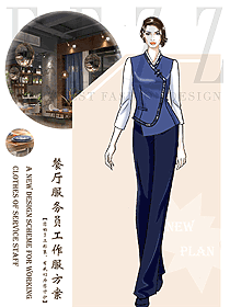 時尚西餐服務員制服設計圖1423