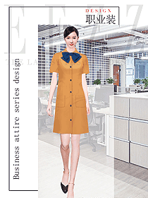 維多利亞土黃色連衣裙時尚設計1276