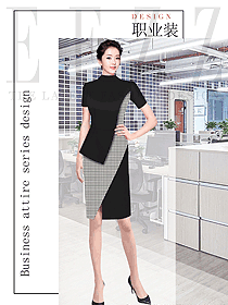 黑白格搭配皇室風職業女夏裝1277