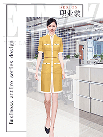 米黃色V領(lǐng)連衣裙手稿設計圖1282