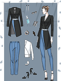 中長款修身OL通勤裝原創(chuàng)手繪稿2135款