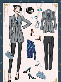 職場白領(lǐng)氣質(zhì)小姐姐小西裝時(shí)尚搭配2136款手稿圖