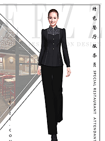 新款連鎖餐廳服務員制服定做款534