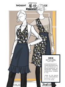 大師手繪版餐廳服務員服裝設計案例