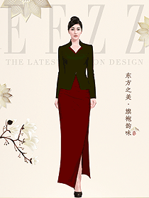 原創中餐迎賓旗袍制服設計圖995