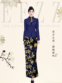 原創中餐迎賓旗袍制服設計圖1002