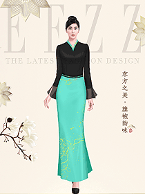 神秘宮廷禮服高級定制旗袍設計圖1013