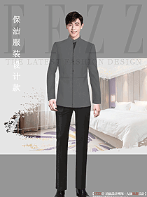 深灰色男清潔員工制服團體設計圖376