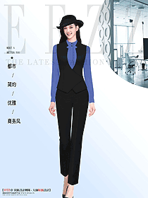 春秋季黑色時尚精英馬甲職業裝高清大圖