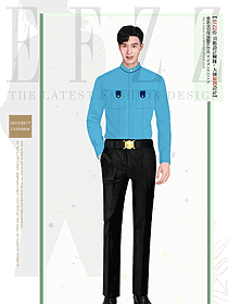 藍色款安保公司員工制服設計高清圖