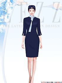 國際航空公司空乘美女制服定制原創設計圖