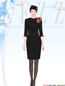 黑色秀麗空姐服裝原創(chuàng)設(shè)計(jì)制服圖