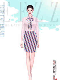 時尚夏裝條紋款空姐制服設(shè)計(jì)