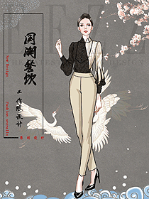 國潮餐飲服務員制服設計效果圖