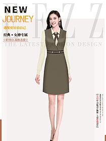 橄欖綠長(zhǎng)裙款職業(yè)女套裝設(shè)計(jì)圖