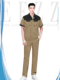 撞色夏季男裝工程服裝員工制服設(shè)計(jì)效果圖
