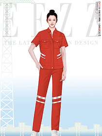 夏季橙色反光衣工作服女款設計圖