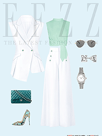 白色職場夏季女職業裝設計平面圖