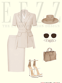 淺米色夏季女職業裝平面擺拍設計圖