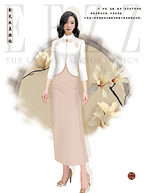 時尚旗袍迎賓制服設計圖片