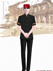 星級酒店大堂門童制服原創設計手稿圖