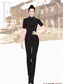 四星級(jí)溫泉酒店大堂門童女款制服定制案例