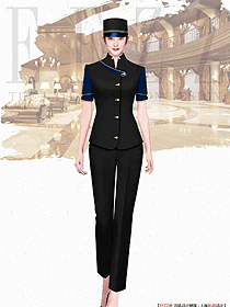 星級酒店夏季女門童服裝定制設計案例圖片