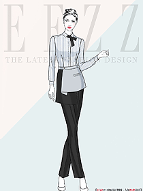 高檔西餐廳女服務(wù)員原創(chuàng)定制制服設(shè)計(jì)效果圖