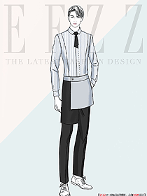 星級酒店西餐廳男服務生工衣制服原創定制設計圖