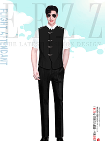 機場工作人員夏季男裝馬夾制服設計圖